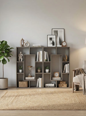 7-Tier Cube Bookshelf, Tall Narrow Bookcase for Small Spaces 2Dropme