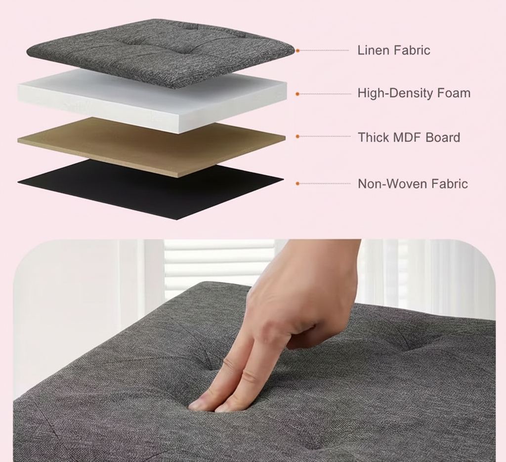 30/43" Folding Storage Ottoman Bench Heavy Duty Padded Seat Multi Size - Color 2Dropme