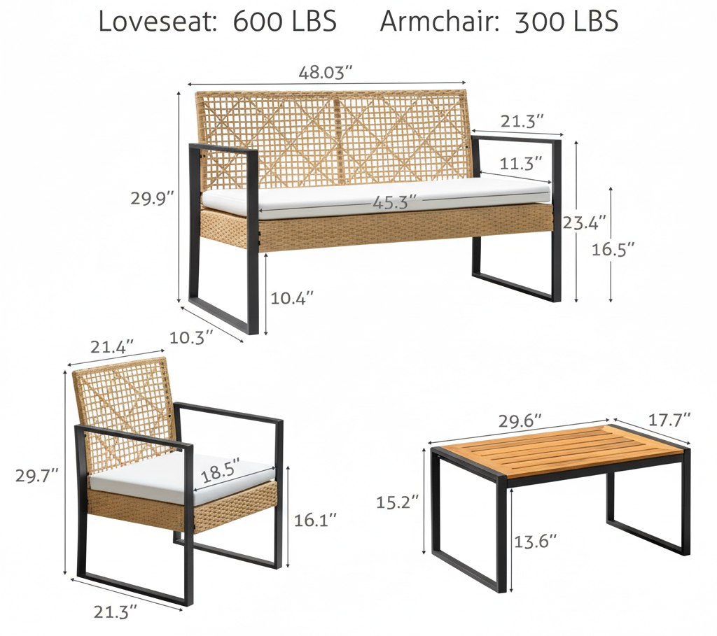 4Pcs Outdoor Patio Furniture Set – Rattan Wicker Sofa - Multiple Styles 2Dropme