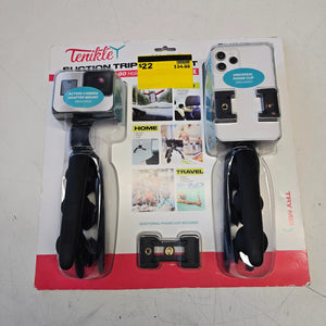 Phone mount and accessories in packaging on a white surface