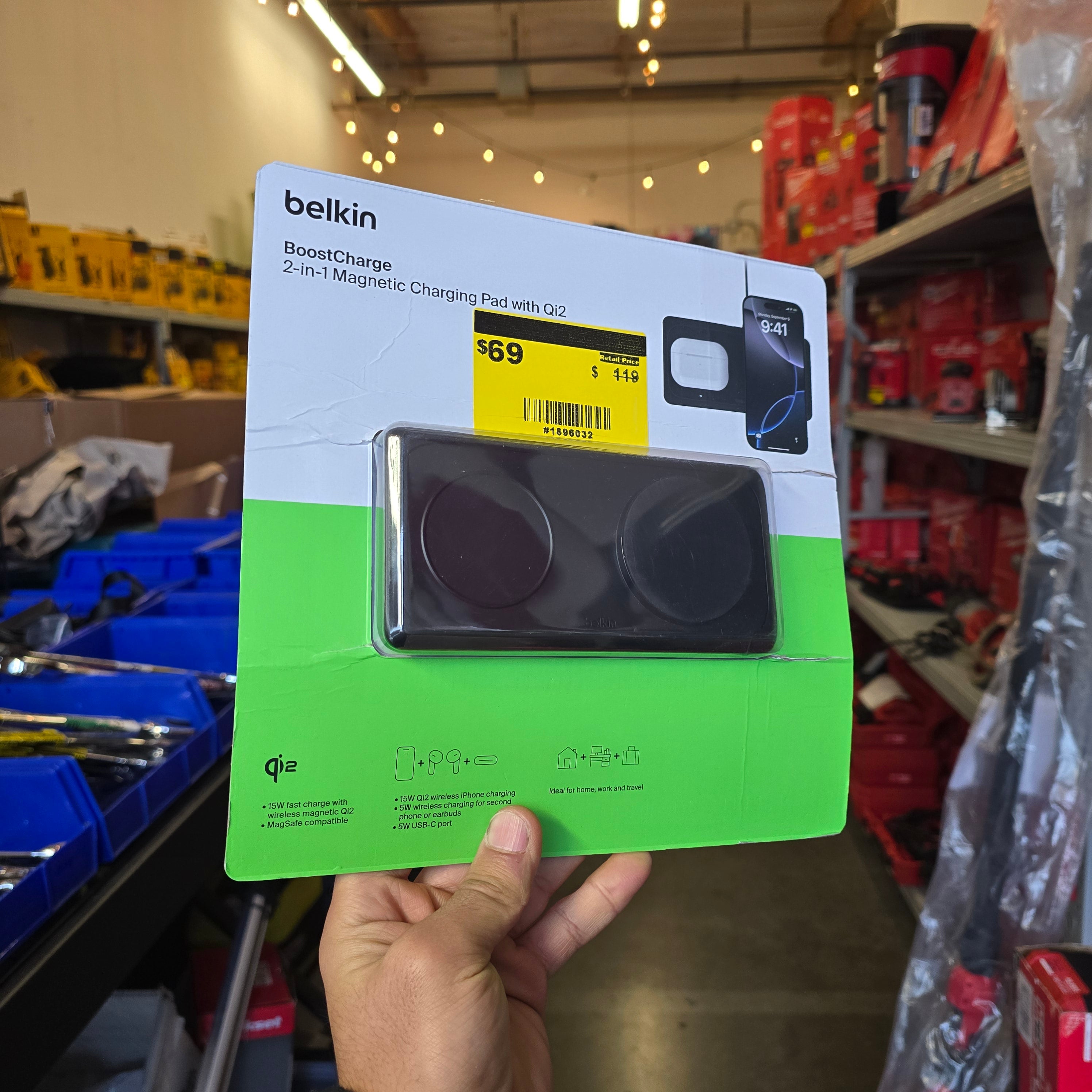 Belkin 2-in-1 Magnetic Wireless Charging Pad with Qi2 15W