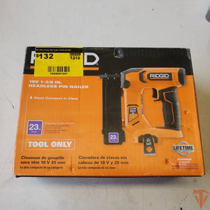 RIDGID 18V Cordless 23-Gauge 1-3/8 in. Headless Pin Nailer – Tool Only – Open Box ridgid