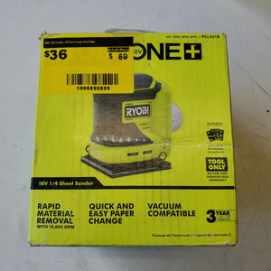 RYOBI ONE+ 18V Cordless 1/4 Sheet Sander – Smooth Finish Control (Tool Only, Open Box) RYOBI