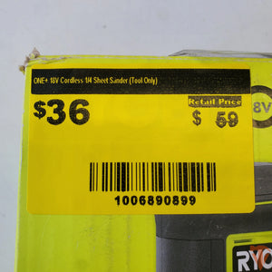 RYOBI ONE+ 18V Cordless 1/4 Sheet Sander – Smooth Finish Control (Tool Only, Open Box) RYOBI