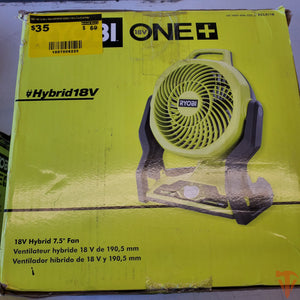 RYOBI ONE+ 18V Cordless Hybrid WHISPER SERIES 7-1/2 in. Fan (Tool Only) – Open Box, Barely Used RYOBI