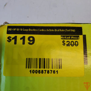 RYOBI ONE+ HP 18V Brushless AirStrike 18-Gauge Brad Nailer – Pro Finish Power (Tool Only, Open Box) RYOBI