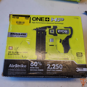 RYOBI ONE+ HP 18V Brushless AirStrike 18-Gauge Brad Nailer – Pro Finish Power (Tool Only, Open Box) RYOBI