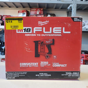 Milwaukee Milwaukee M18 FUEL 18V 18-Gauge 1/4 in. Narrow Crown Stapler – Pro Fastening (Tool Only, Open Box) Milwaukee