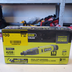 RYOBI USB Lithium Rotary Tool Kit with 2.0 Ah USB Lithium Battery and Charging Cable – Open Box, Barely Used RYOBI