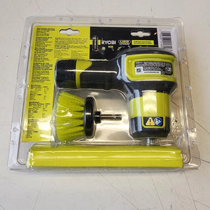 RYOBI USB Lithium Compact Scrubber Kit with 2.0 Ah Battery, USB Charging Cord, 2 in. Medium Bristle Brush Open Box RYOBI