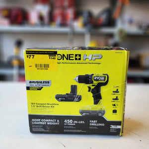 RYOBI ONE+ HP 18V Brushless Cordless Compact 1/2in. Drill/Driver Kit with (2) 1.5 Ah Batteries and Charger RYOBI