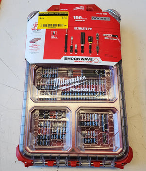 Milwaukee SHOCKWAVE Impact Duty Alloy Steel Screw Driver Bit Set with PACKOUT Case (100-Piece) Milwaukee