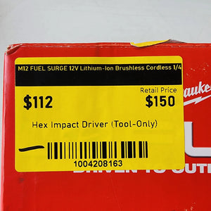 Milwaukee M12 FUEL SURGE 12V Lithium-Ion Brushless Cordless 1/4 in. Hex Impact Driver (Tool-Only) Milwaukee