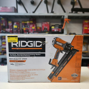 RIDGID Pneumatic 21-Degree 3-1/2 in. Round Head Framing Nailer ridgid