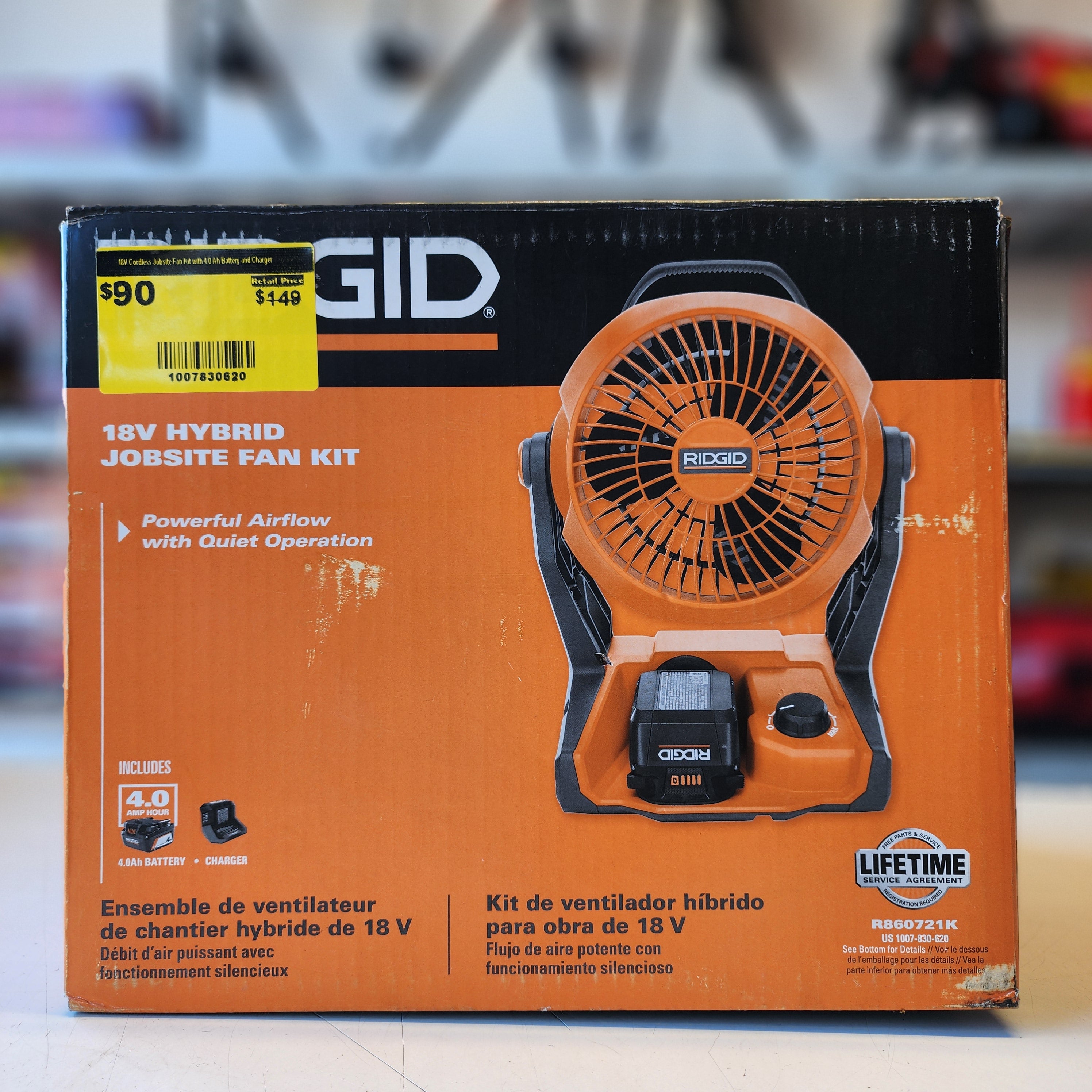 RIDGID 18V Cordless Jobsite Fan Kit with 4.0 Ah Battery and Charger