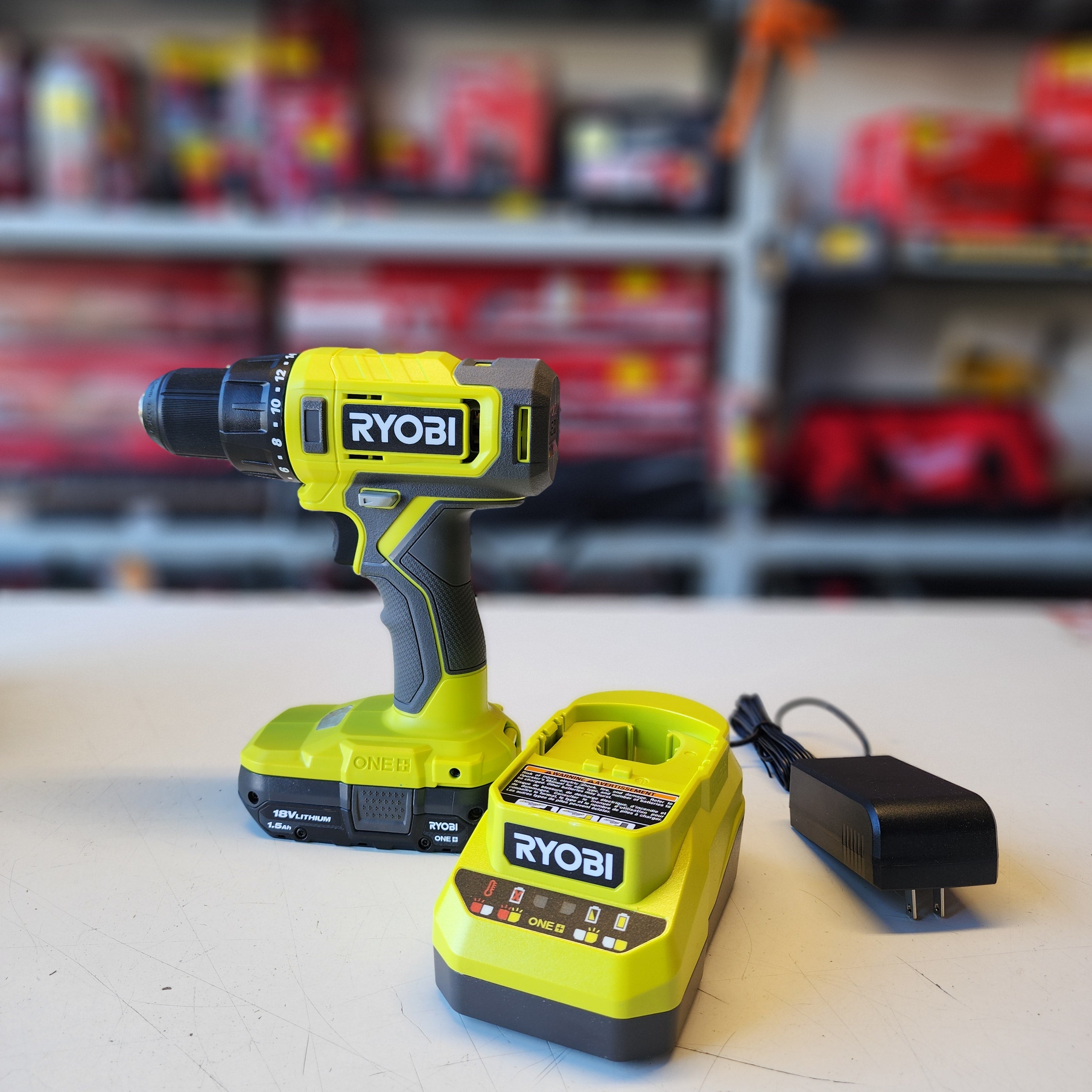 RYOBI ONE+ 18V Cordless 1/2 in. Drill/Driver Kit with 1.5 Ah Battery and Charger