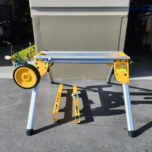 DEWALT DW7440RS portable table saw stand with wheels and brackets