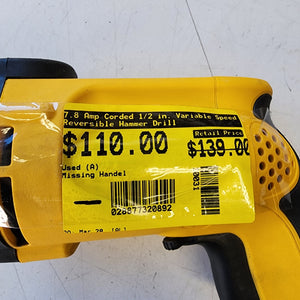 DEWALT 7.8 Amp Corded 1/2 in. Variable Speed Rever #condition_open-box