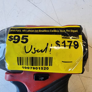 Milwaukee cordless impact driver tool only