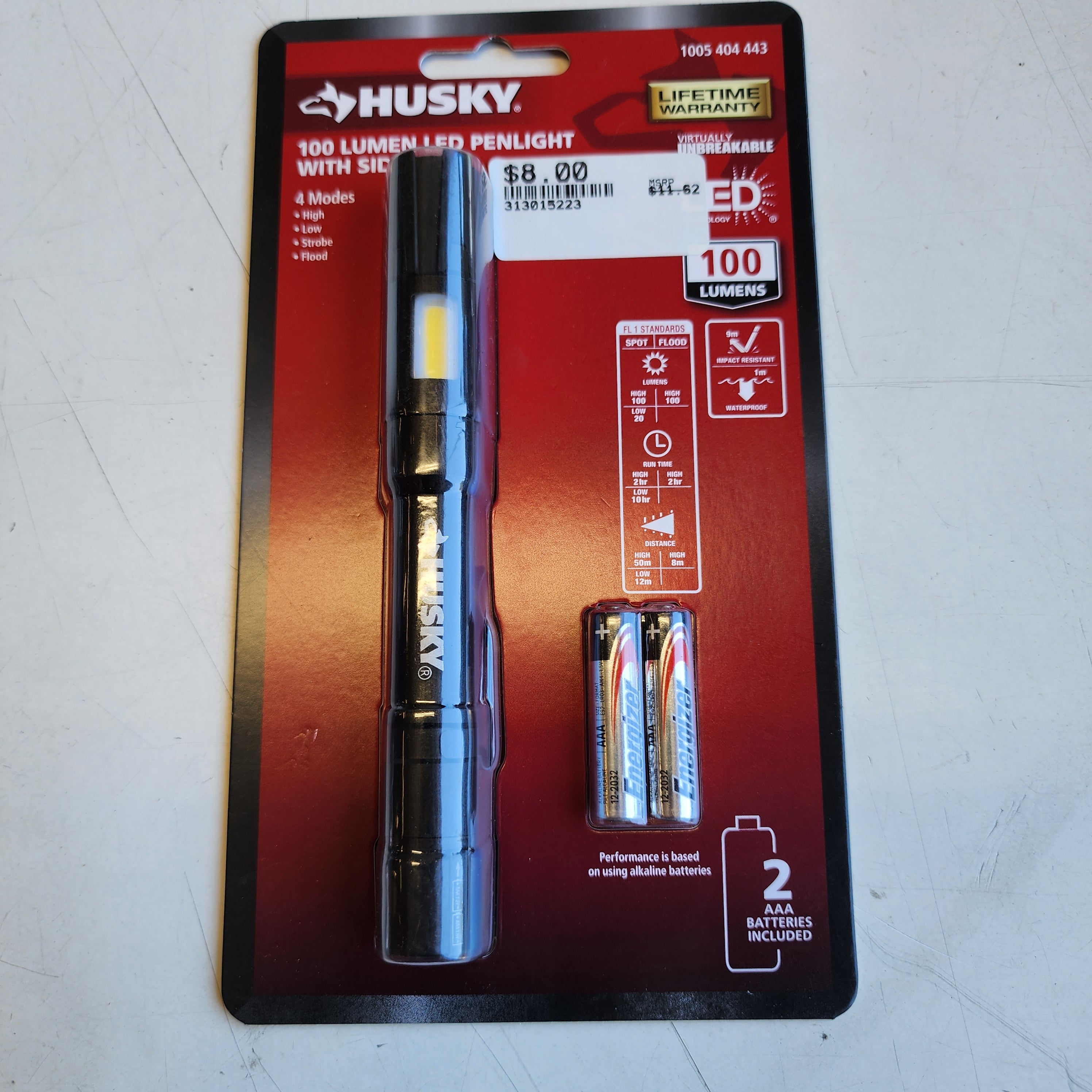 Husky 100 Lumen LED Aluminum Penlight with Side Flashlight