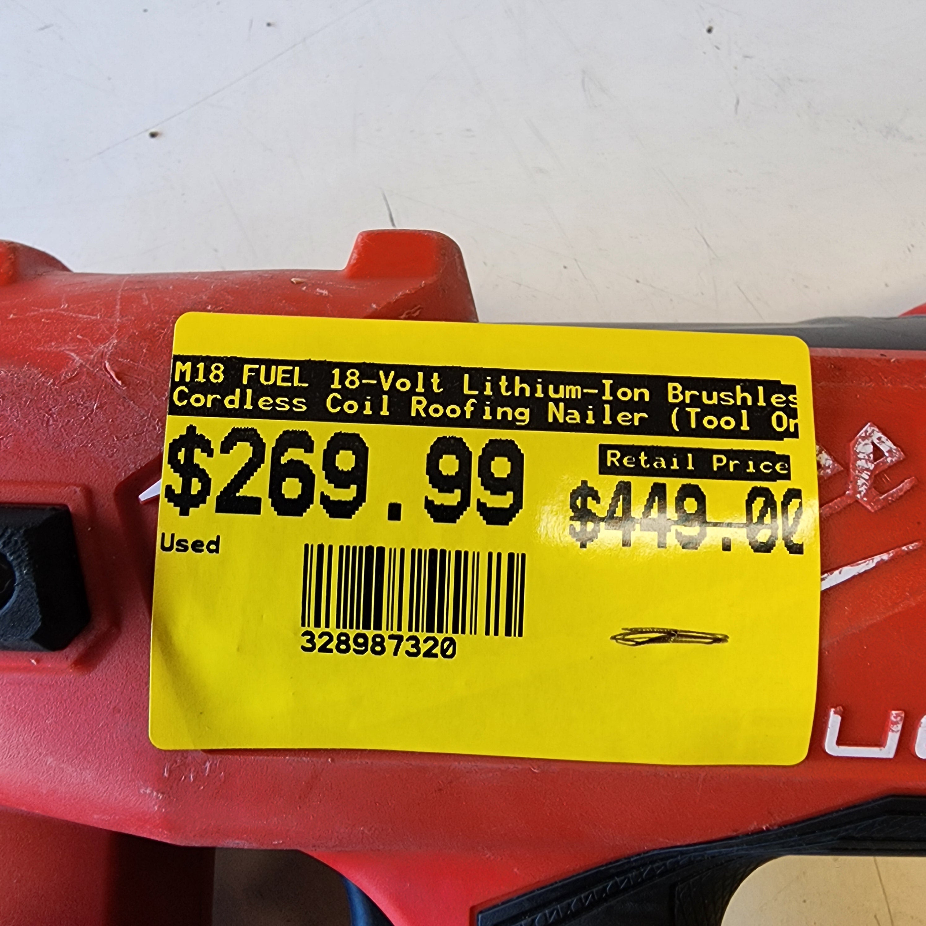 Milwaukee M18 FUEL 18V Brushless Cordless Coil Roofing Nailer