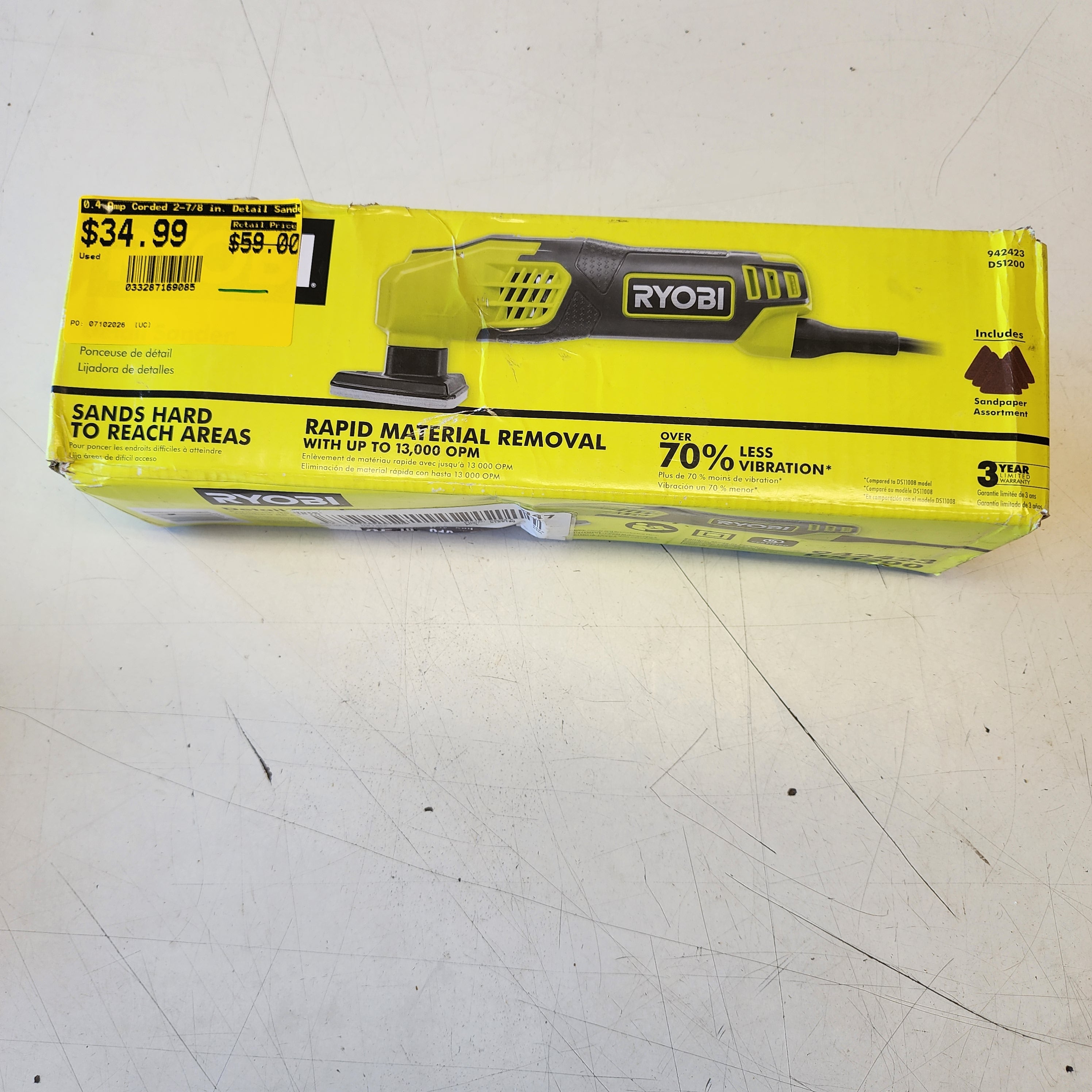 RYOBI 0.4 Amp Corded 2-7/8 in. Detail Sander RYOBI