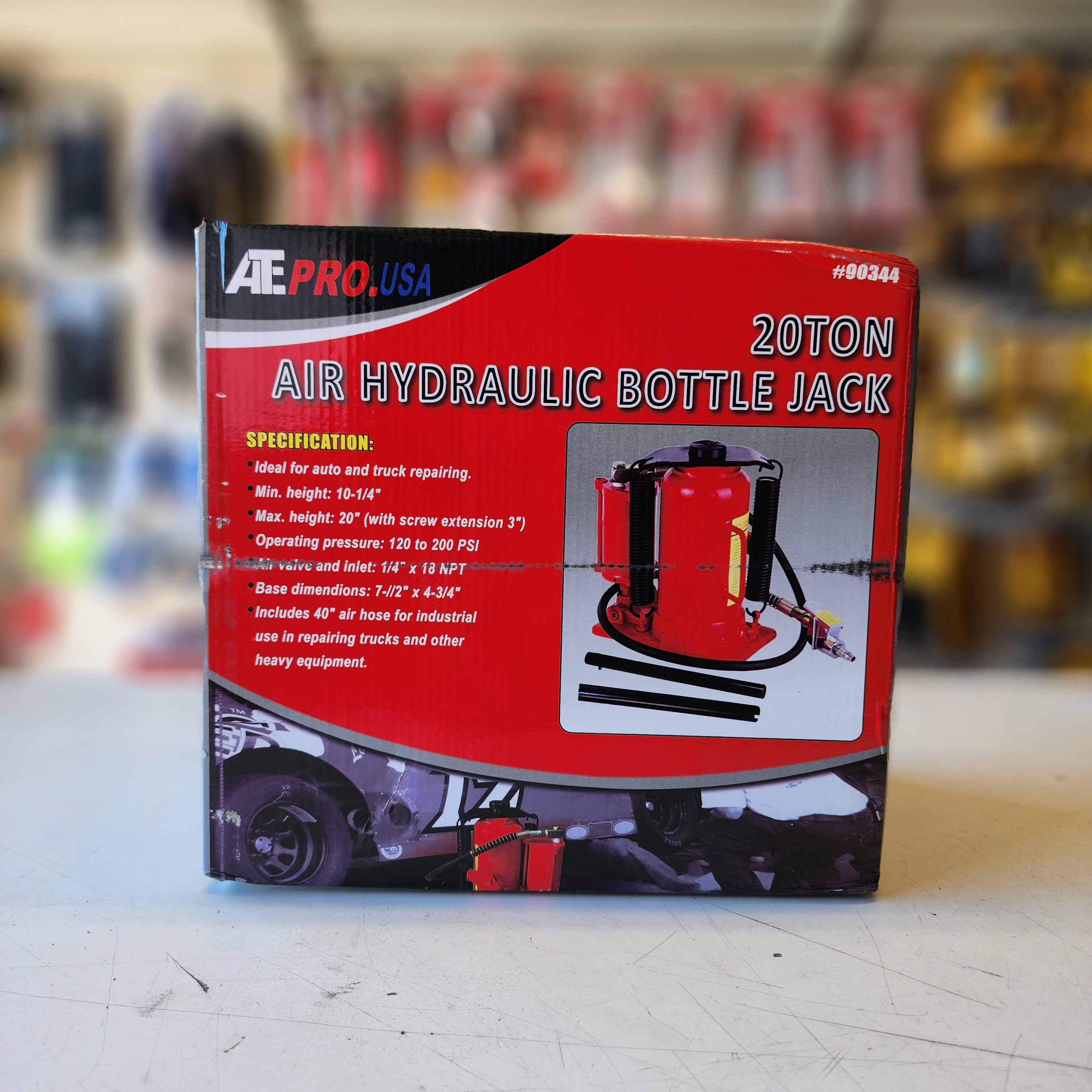 ATE Pro. USA 90344 20 Ton Air/Hydraulic Bottle Jack