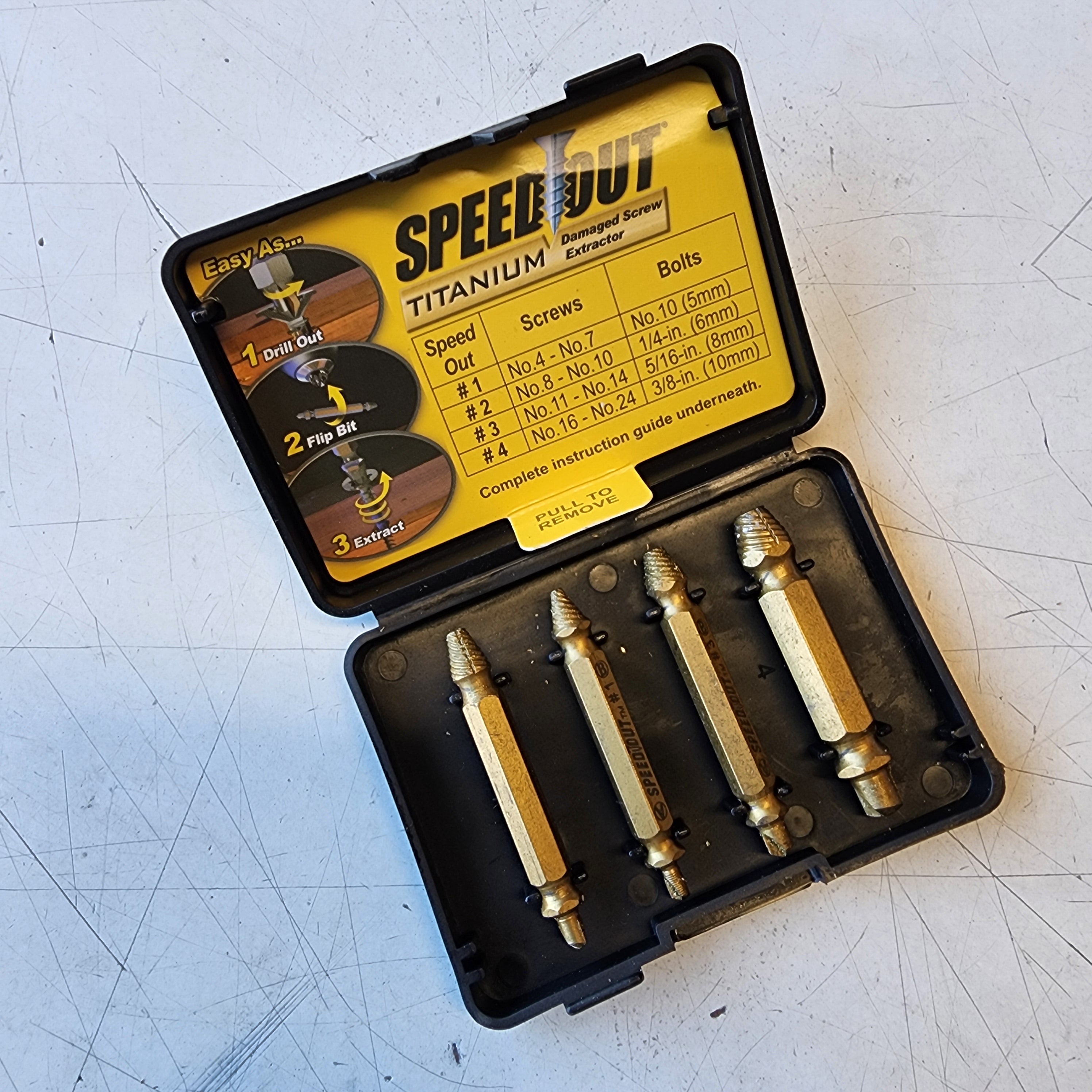 Speed Out Titanium Screw Extractor 4-Piece Ontel Speed Out