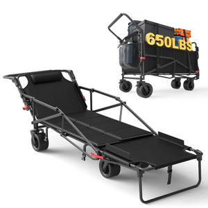 2-in-1 Folding Wagon Cart Chair 650LBS Capacity DailySale