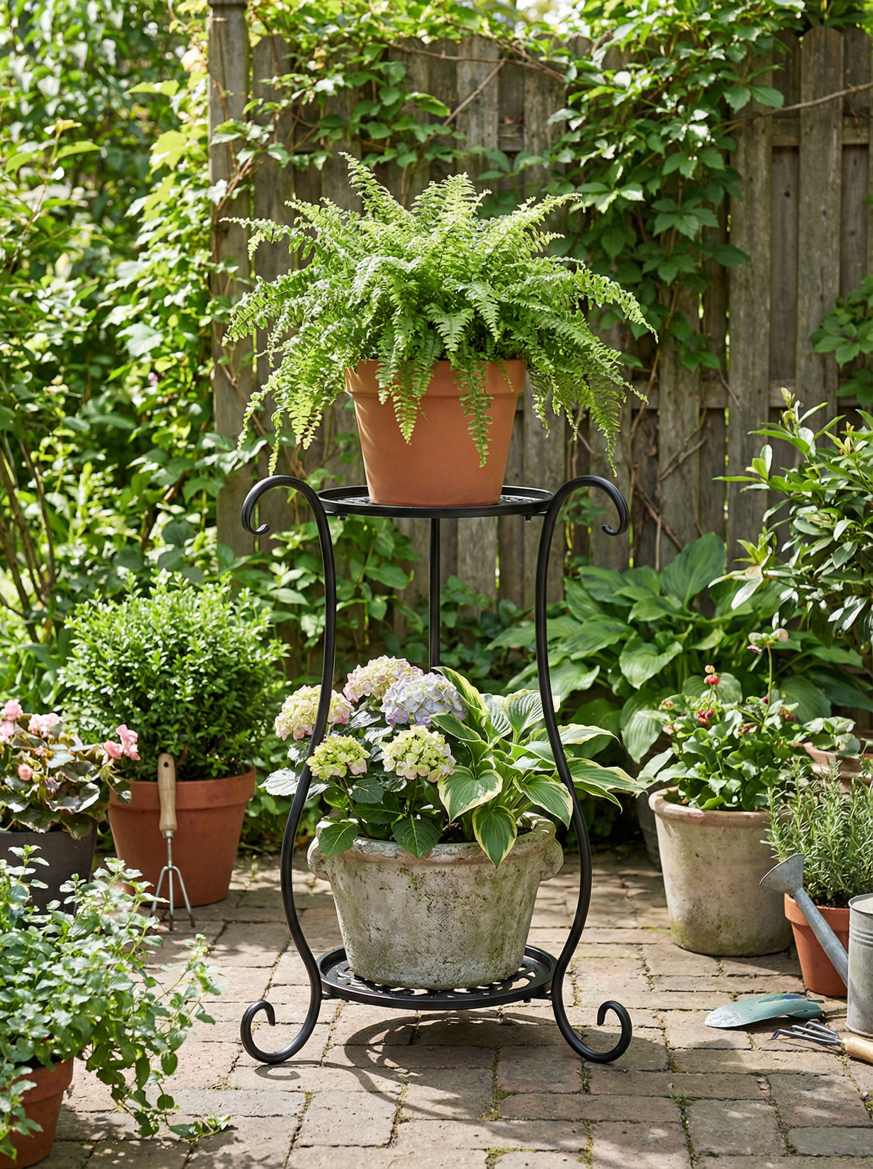 Two-Tier Metal Plant Stand – Double Layer Iron Flower Rack for Indoor & Outdoor Plants 2Dropme