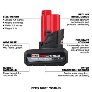 Milwaukee 48-11-2450 M12 REDLITHIUM HO XC5.0 Battery Pack