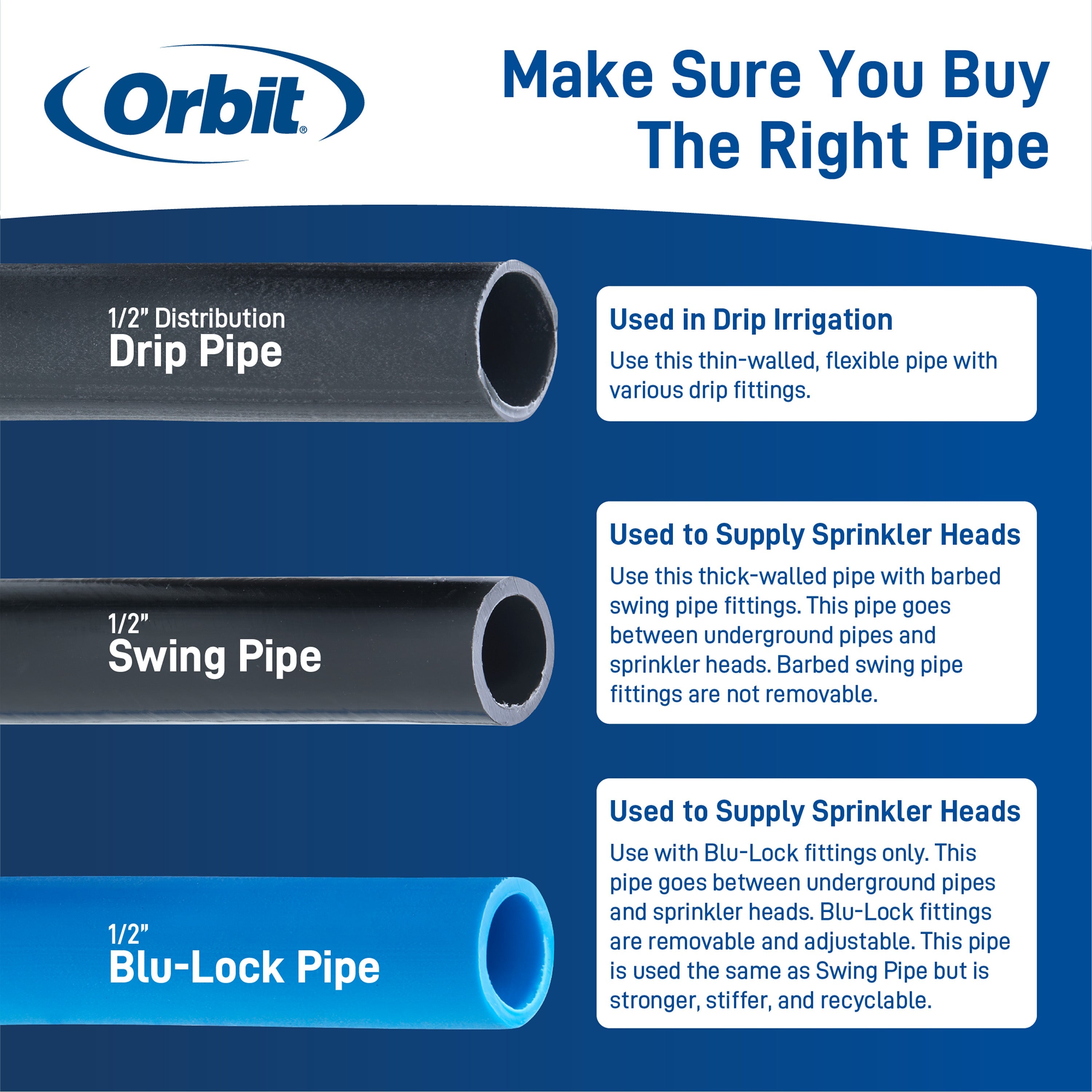 1/2" x 100' Drip Blank Distribution Tubing Black | 67346 Orbit Irrigation