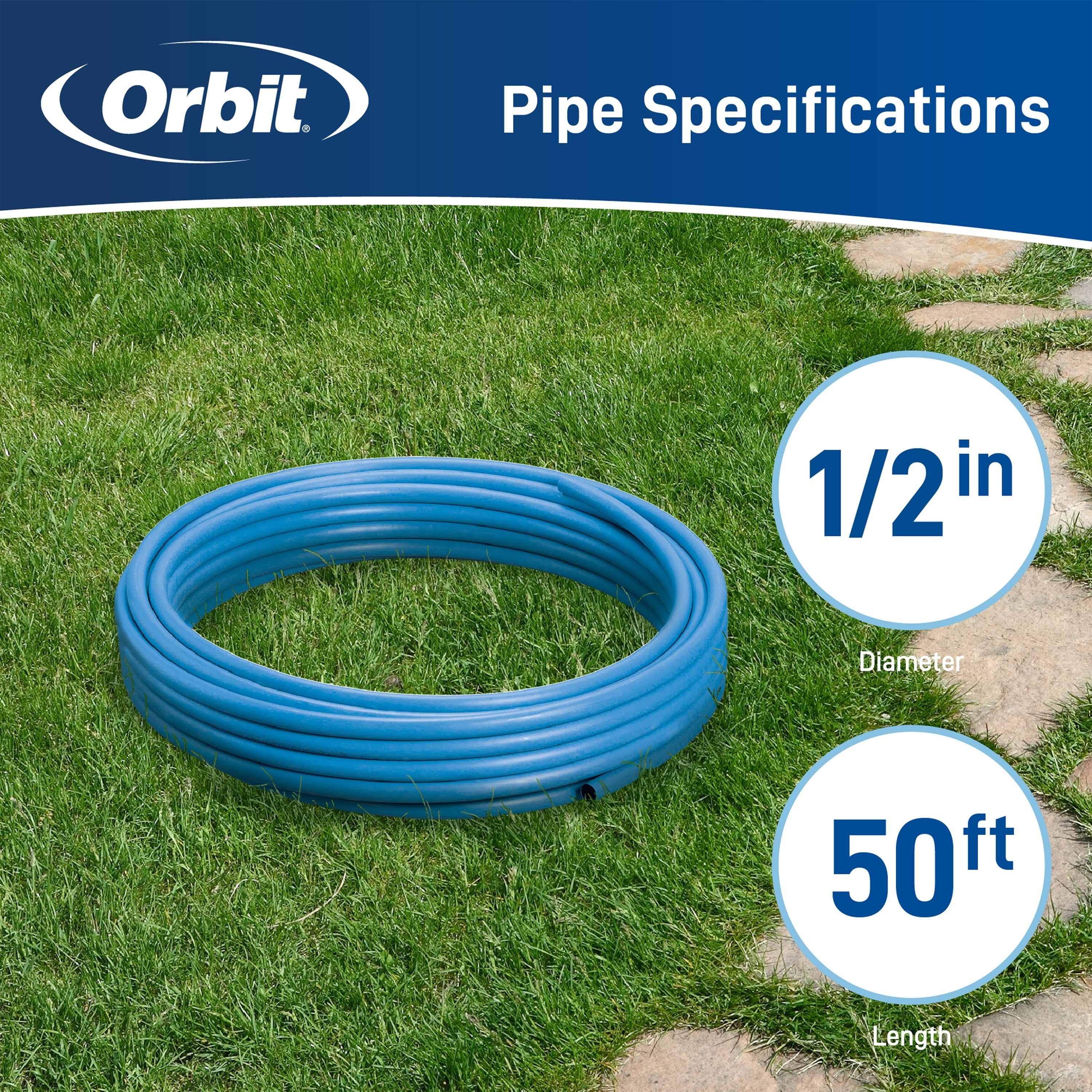 Orbit 1/2 in. x 50 ft. Blu-Lock Irrigation Pipe Orbit Irrigation