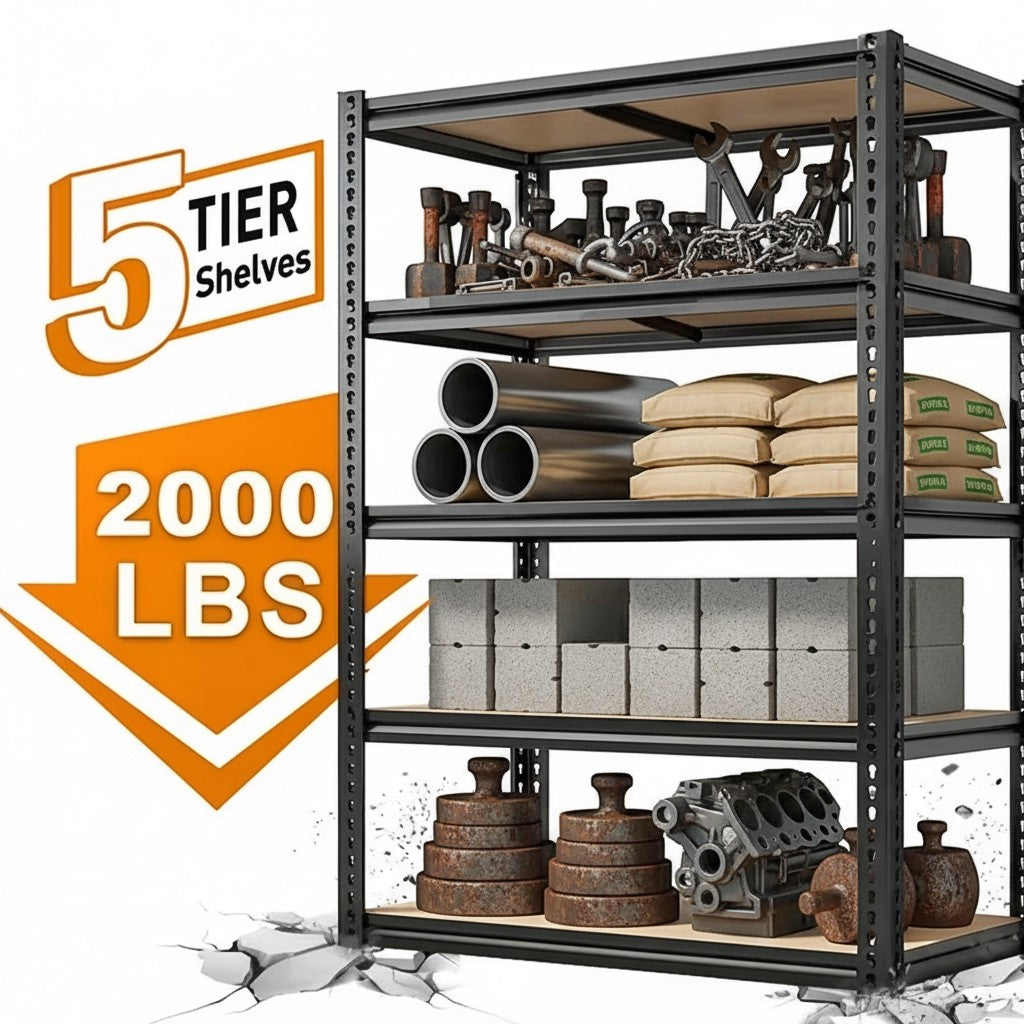 Heavy Duty Metal Garage Shelving Rack 2000lbs 4/5/6-Tier Steel Shelf 60"/72"/84" 2Dropme