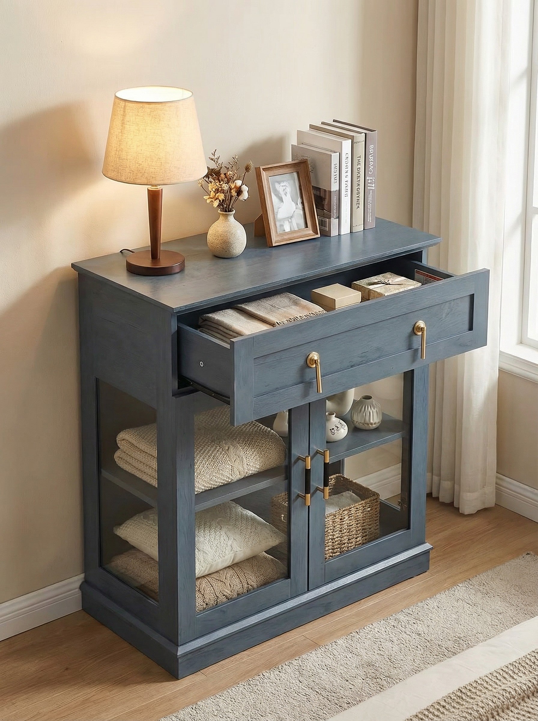 Modern Glass Door Cabinet – 3 Styles | Adjustable Shelves | Compact Storage Cupboard 2Dropme