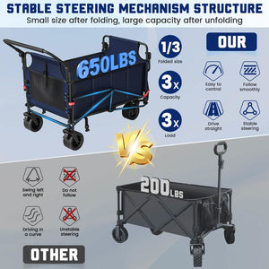 2-in-1 Folding Wagon Cart Chair 650LBS Capacity DailySale