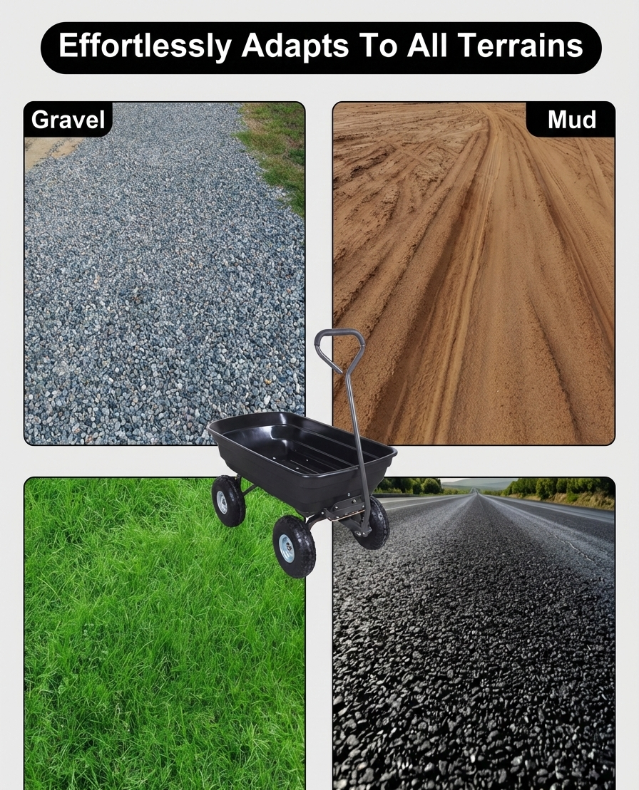 Heavy Duty Poly Garden Dump Cart – 600 lb Capacity, 10" Pneumatic Tires 2Dropme