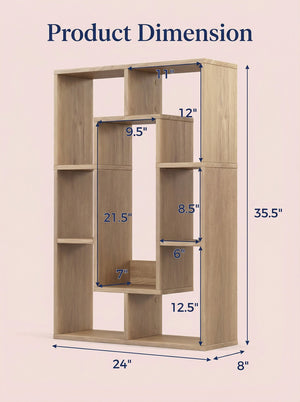 7-Tier Cube Bookshelf, Tall Narrow Bookcase for Small Spaces 2Dropme