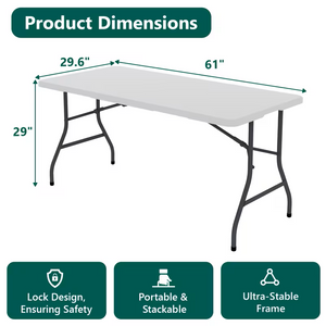 4ft/6ft Portable Plastic Folding Table – Indoor & Outdoor Dining 2Dropme