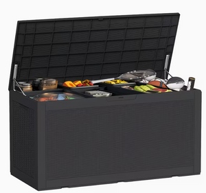 75 Gallon Heavy-Duty Outdoor Deck Box – Waterproof Patio Storage Box with Hinged Lid, Lockable & Easy Assembly 2Dropme