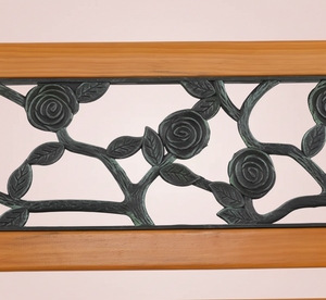 Cast Iron & Wood Outdoor Garden Bench with Ornate Backrest 2Dropme