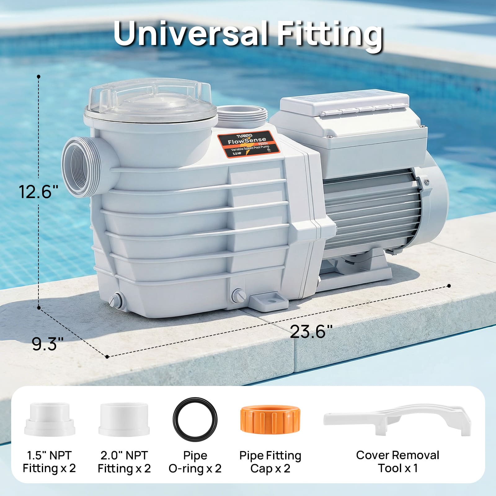 FlowSense Variable Speed Pool Pump, In/Above-Ground TURBRO
