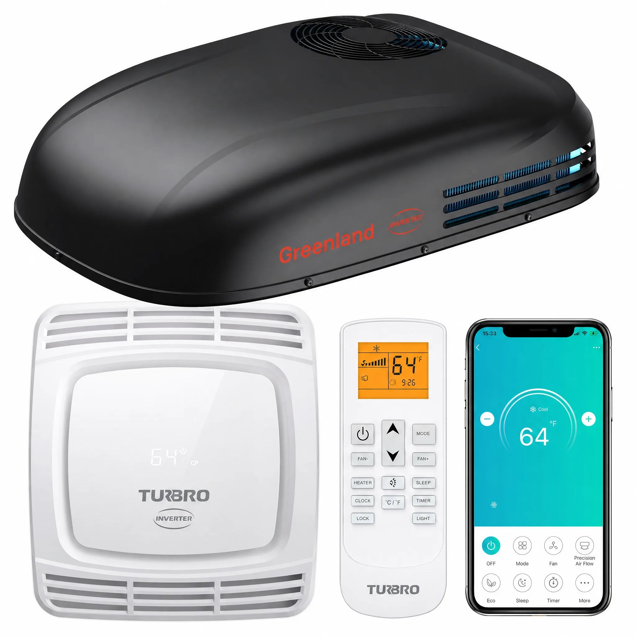 Greenland 13,500 BTU Inverter Rooftop RV Air Conditioner TURBRO