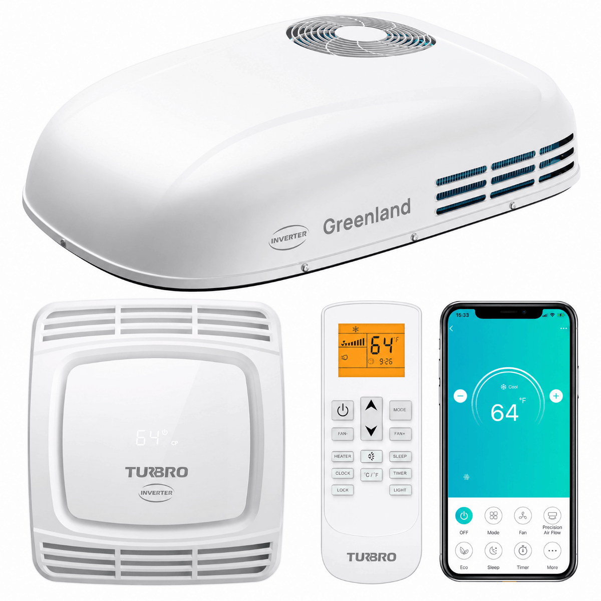 Aire acondicionado de techo para caravana Greenland Inverter de 13.500 BTU