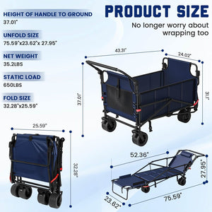 2-in-1 Folding Wagon Cart Chair 650LBS Capacity DailySale