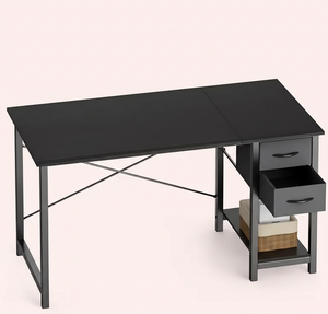 40/47 Inch Computer Desk with Fabric Storage Drawers, Modern Home Office Table 2Dropme