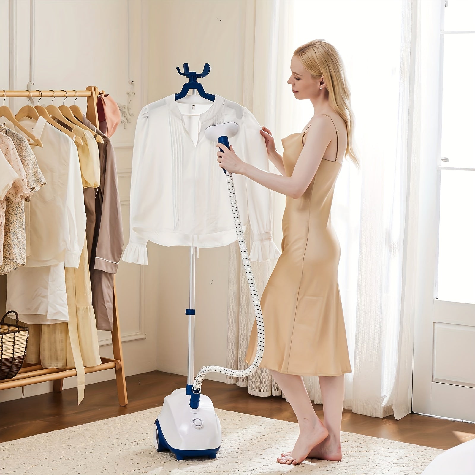 1500W Garment Steamer Standing Clothes Steamer 1.8L Tank 60Min Continuous Steam 2Dropme