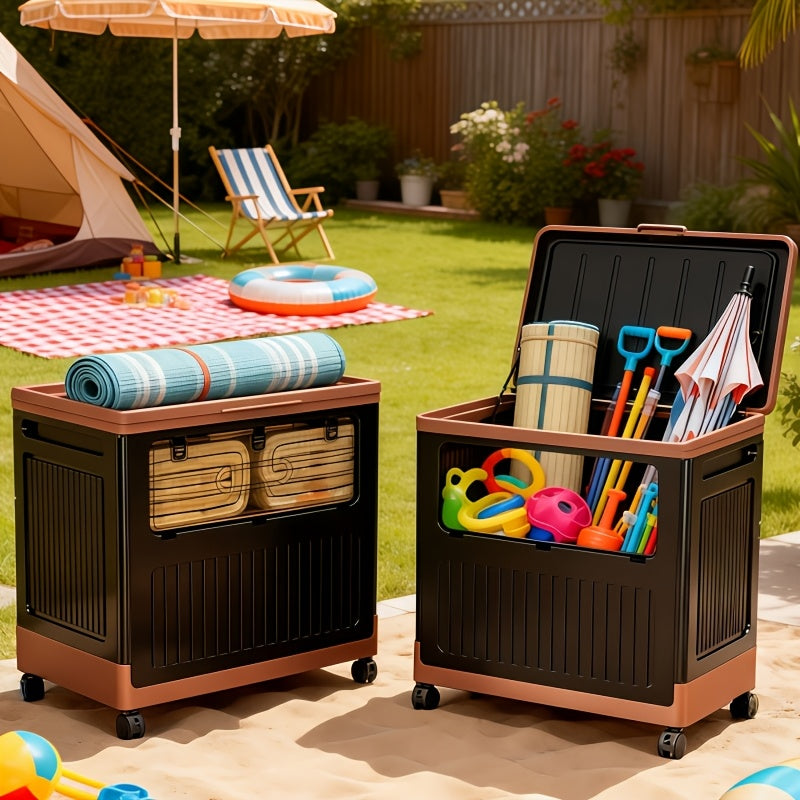 Portable Storage Bin w/ Wheels & Doors Foldable Stackable Organizer 2Dropme