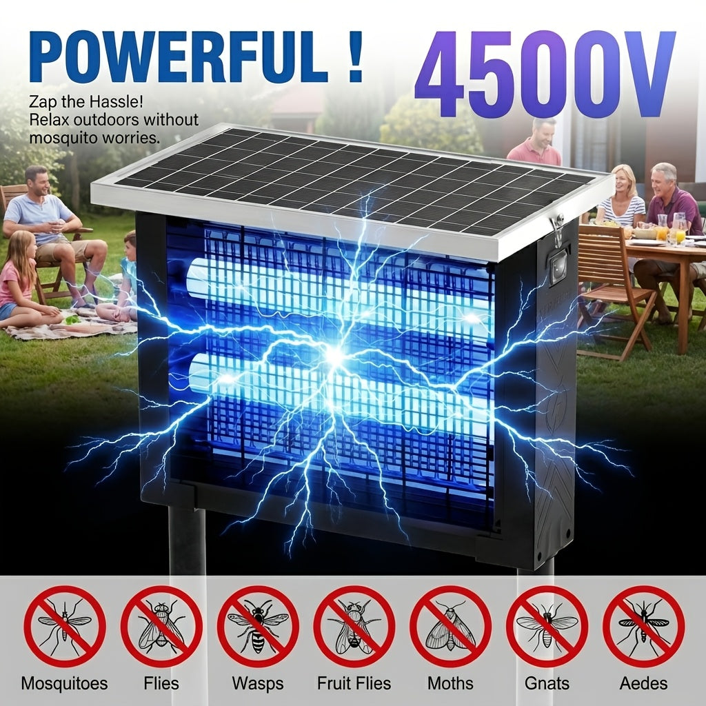Solar Bug Zapper Outdoor 4500V Electric Mosquito Fly Trap Wireless Portable 2Dropme