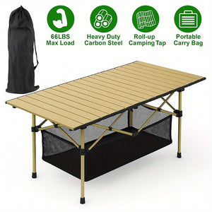 Portable Folding Camping Table for 4-6 People Adjustable Height Picnic BBQ Table 2Dropme